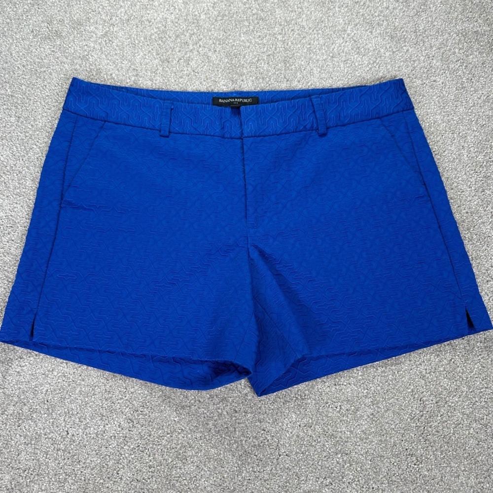 Banana‎ Republic Royal Blue Textured Geometric Shorts Size 6 Vacation work dress